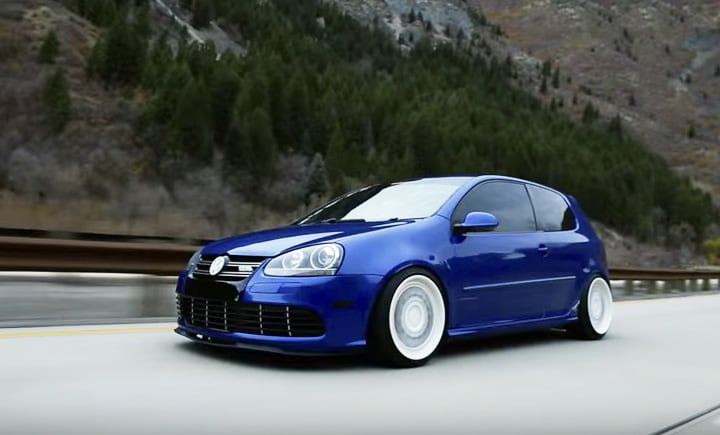 One Clean Blue Machine | Bagged Volkswagen MK5 R32